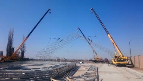 НАЧАЛО МОНТАЖА ТЕННИСНОГО ЦЕНТРА В АСТРАХАНИ